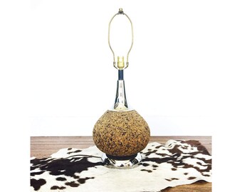 Mid Century Chrome and Cork Lamp