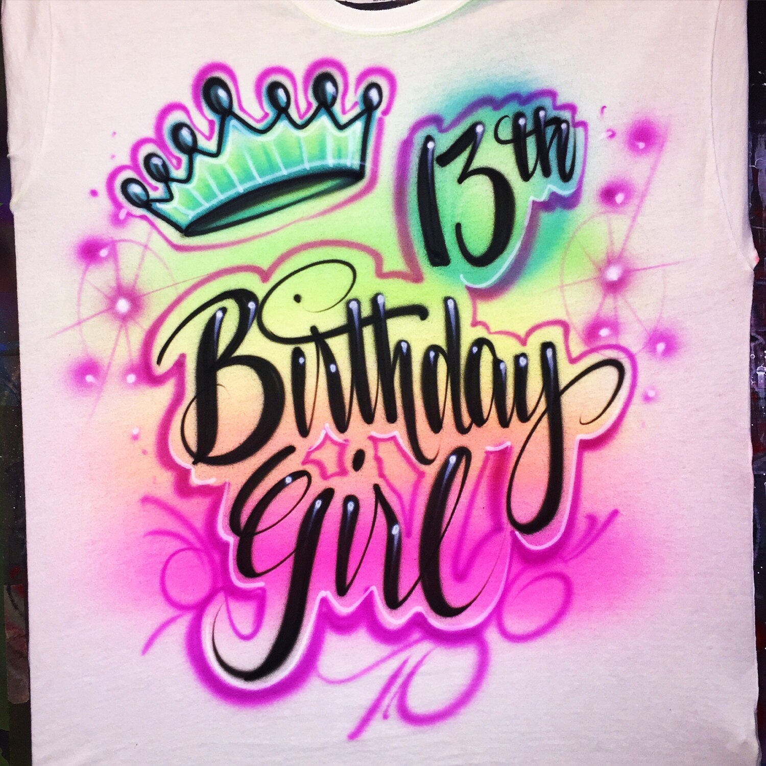 Birthday Girl Airbrush Design w/ Name