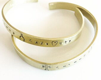 Handmade Armenian Cuff Bracelet- Faith, Hope, Love-Havadk, Hooys, Ser