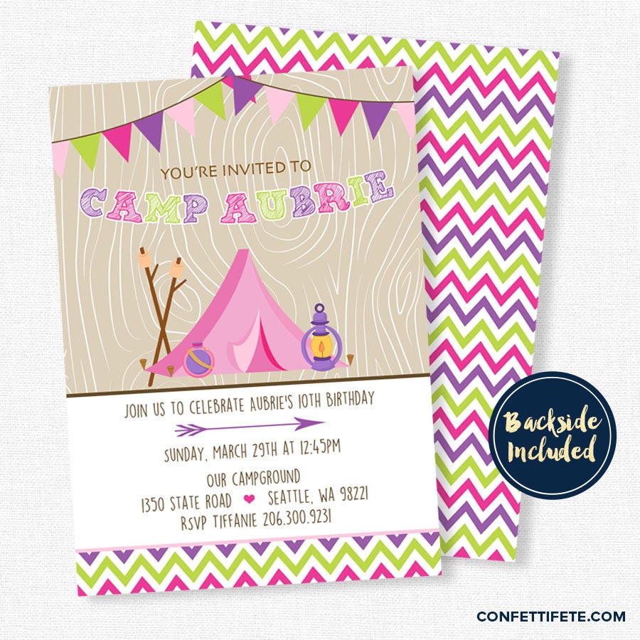 Glamping Birthday Invitation Glam Camping Party Campfire