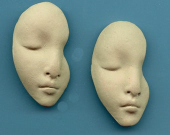 Face Profile, Pair, Jade Green Polymer Clay Face Shards GFC 2