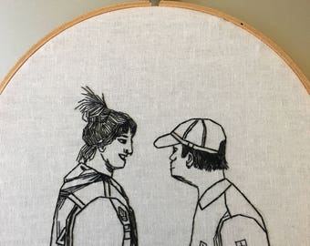 What would Saffiyah Kahn do - hand drawn and embroidered feminist wall hanging hoop art