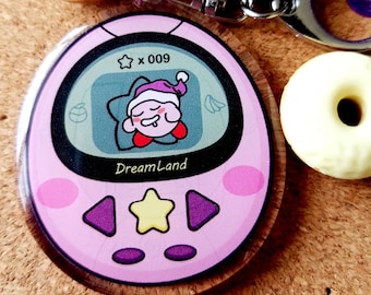 Pocket Kirby charm, Pocket Dreamland keychain, sleeping Kirby tamagotchi, 2 inch double side acrylic keychain