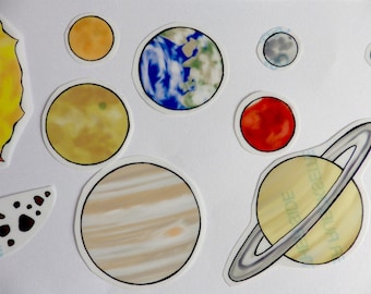 Solar System - Stickers OR Fridge Magnets - Fun/Educational set - Made to Order