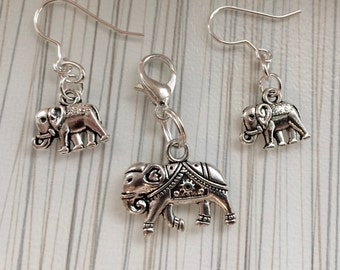Elephant Drop Earrings, Elephant Earrings, Love Elephants, Sterling Silver Earwires, Jumbo, Elephant Gifts, Elephant Lovers, Et.515