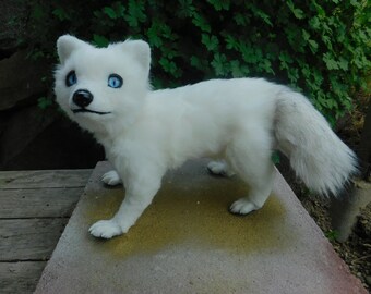 Fully poseable arctic fox art doll