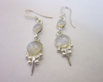 Vintage Sterling Silver & Rock Crystal Dangle Earrings