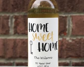 New Home Wine Label - Custom Housewarming Gift - Personalized Wine Label - Wine Sticker – Home Sweet Home