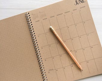 2 year large kraft monthly spiral planner - start any month