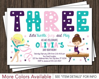 Gymnastics Birthday Invitation | Gymnastic Invitations | Any Age