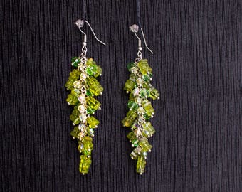Earrings with Peridot and Crystals handmade