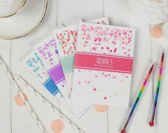Personalised Childrens Wedding Activity Pack Favour - A6 Confetti Design - with Pen