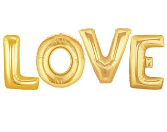 LOVE Gold Balloons, Mylar Love Balloon, Wedding Balloon, Gold Mylar, LOVE Balloon