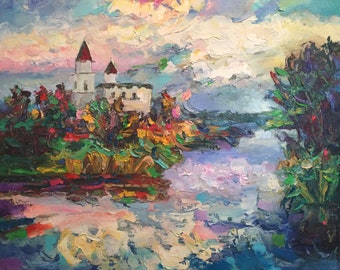 Fedir Panchuk original oil painting on canvas "Brailovskiy Monastery"