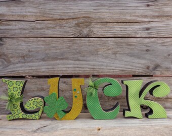 St. Patricks Decor - Shamrock Decor - Luck Letters