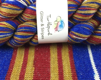 Wonder Woman - Hand-Dyed Self-Striping Glitter Sock Yarn