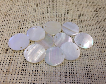 10 pack Round Mother of Pearl shells