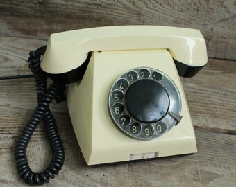 rotary phone Genuine Vintage Soviet rotary phone / circle dial rotary phone / vintage phone / Old Dial Desk Phone