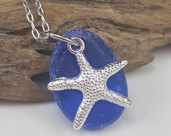 Sea Glass Necklace Sea Glass Pendant Cobalt Blue Sea Glass Jewelry Sea Glass Gift for Her N-583 Mothers Day Gift