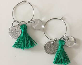 Circle Earrings with Mom and Nappa logo and tag