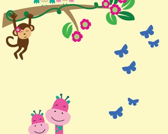 Owls Tree Branch Wall Decal C100