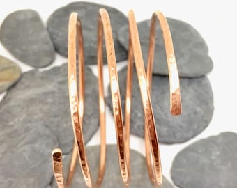 Copper bracelet, Wide copper bracelet, Copper wrap bracelet, Wide bangle, Hammered copper bangle, Wrap bangle, Wrap around bracelet