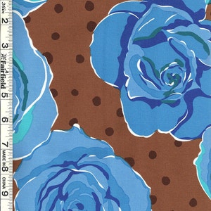 Olive Rose Blue Floral Roses fabric by Valorie Wells for FreeSpirit fabrics 54" wide