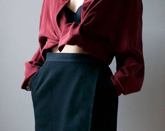 Burgundy Silk Button Up Cardigan - Trisha