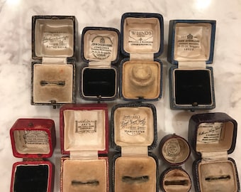 Antique ring boxes lot