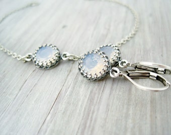 Brautschmuck Set Ohrringe Armband antik silber