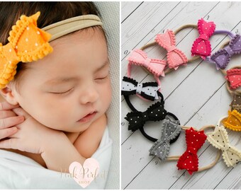 Nylon baby headbands, nylon headbands, infant headband, newborn headband, baby girl headbands, mini bow headband,