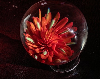 Blown Glass Marbles - Glass Art Flower Marble - Lampwork Flower Glass - Contemporary Glass Marble - Realistic Contemporary Art