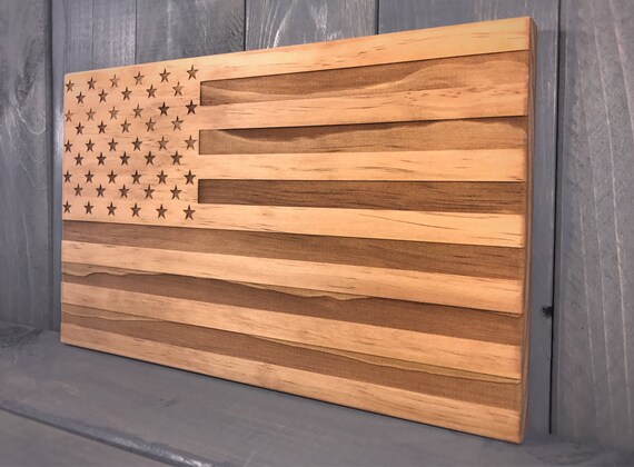 Wood Engraved American Flag Wood Engraved American Flag