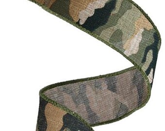 1.5" Camo Wired Ribbon RG1250, Camo Ribbon, Camouflage Wired Ribbon, Camouflage royal burlap ribbon (10 yards) - RG1250