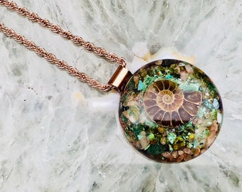 Orgonite® Pendant (Large) - Sunstone/Citrine/Amethyst/Green Aventurine/Peridot/Turquoise/Ammonite - FREE WORLDWIDE SHIPPING!