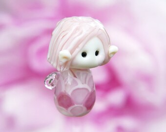 Little Pink Rose Fairy glass bead