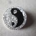 x 1 snap (jewel) round rhinestone yinyang pattern 20 mm silver white/black metal