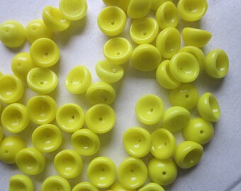 Yellow Glass Bead Caps 9x4mm 12 Bead Caps