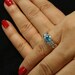 Paraiba Blue Apatite Size 7 Round Cut Gem-Measures 6 mm In Diameter-With Lab Grown Diamond Accents-Weighs 1.55 Cts-PERFECT COLOR & CLARITY