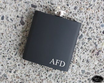 Engraved Initials Flask - Personalized Flask - Custom Hip Flask - Monogram Flask - Color Options - Groomsman Gift, Bridal Party Gift