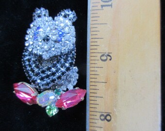 Vintage Czech Rhinestone Button Outstanding Panda Bear Must Have