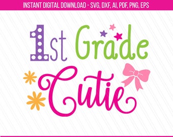 Download 2nd Grade Cutie SVG School Girl Fun Arrows Cricut Second Grade