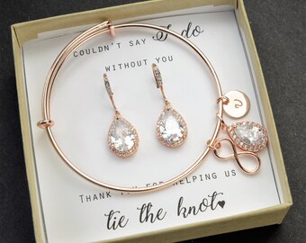 Personalized Bridesmaid Gift Bridesmaid Earrings Bridesmaid Jewelry Set Bridal Earrings Wedding Earrings Mother of Bride Jewelry Set