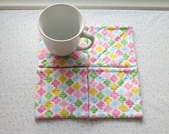 spring flowers hand quilted set of mug rugs coasters