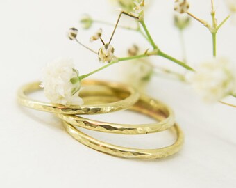 1.5 mm brass stacking ring, stackable ring, hammered brass ring