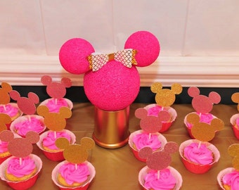 Minnie Or Mickey Mouse Cup Cake Toppers