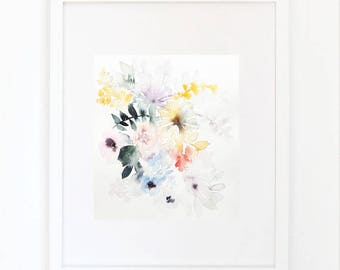 BOUQUET 2, original watercolor painting, 19/23 cm