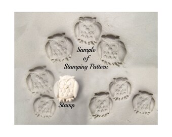 Owl Stamp -pottery stamps, ceramic stamps, Clay stamps, polymer clay stamps, metal clay tools, pottery tools, # 284