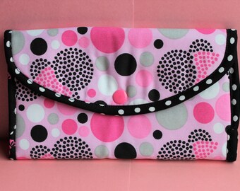 Disney Minnie Mouse Polka Dot Quilted Accordion Style Clutch Wallet with 10 card slots and zipper pockets Rock The Dots!