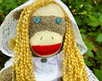 Lady Galadriel sock monkey -Ready to ship!